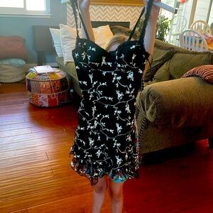 Dolls Kill dress.  Black with embroidery flowers